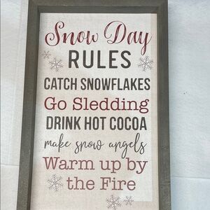 Snow Day Rules Holiday Wall Art - Red, Gray, Black